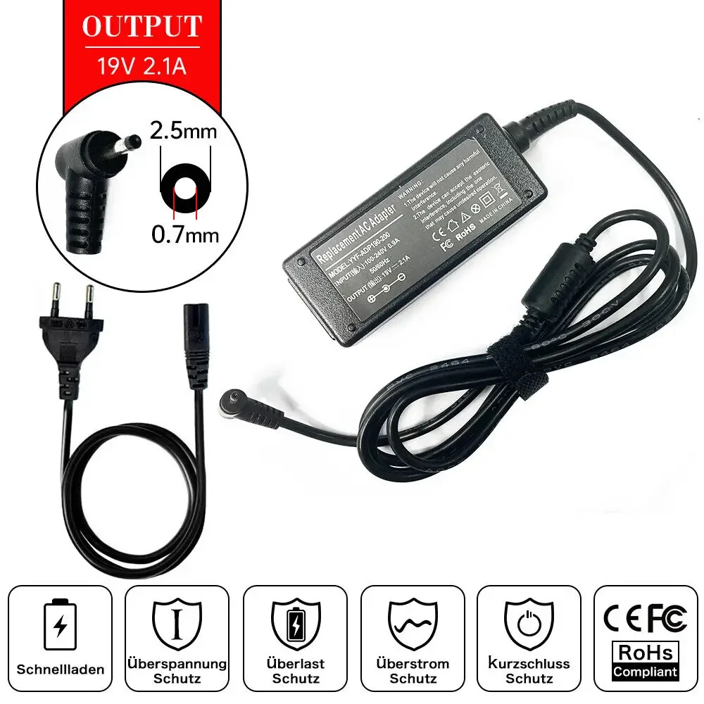 Laptop Accessories Shop - 19V 2.1A 2.5mm*0.7mm Laptop AC Adapter