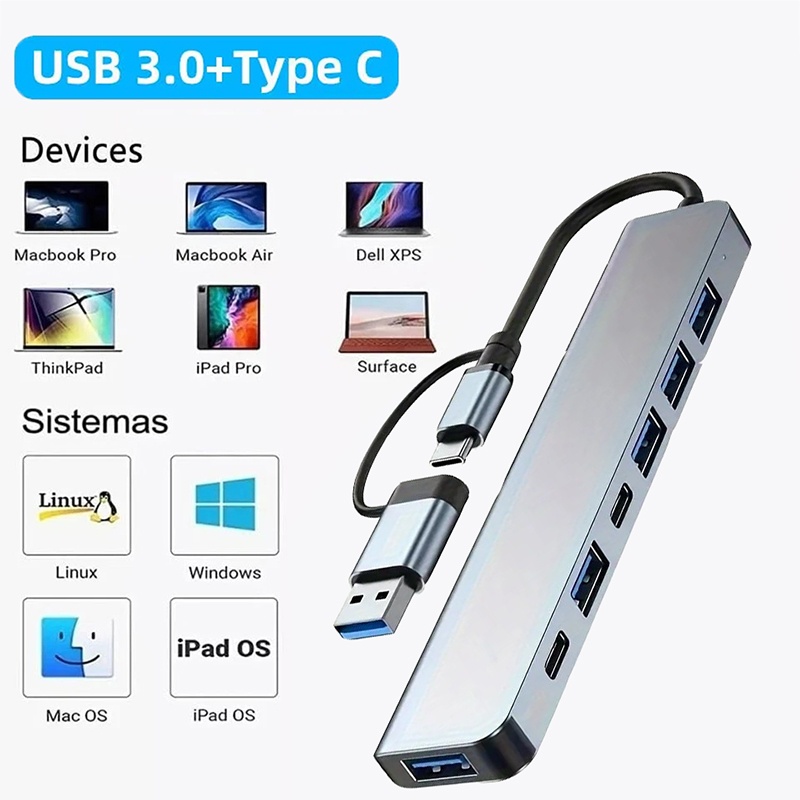 Laptop Accessories Gadgets - 2 In 1 USB3.0 Hub 7