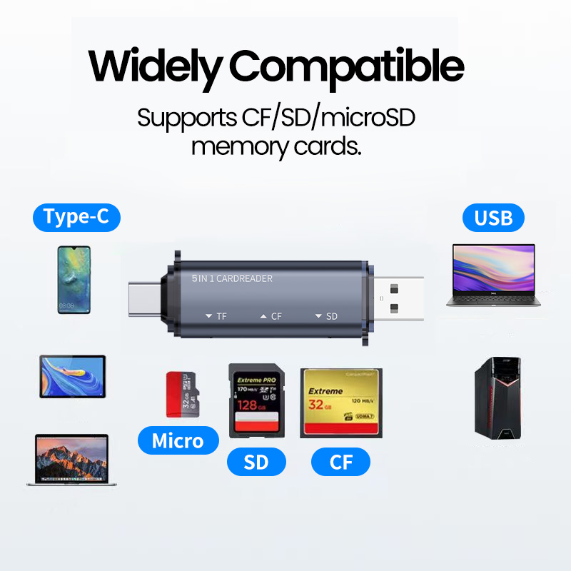 5 IN 1 USB Card Reader Type C  - Laptop Accessories And Gadgets recension och pris