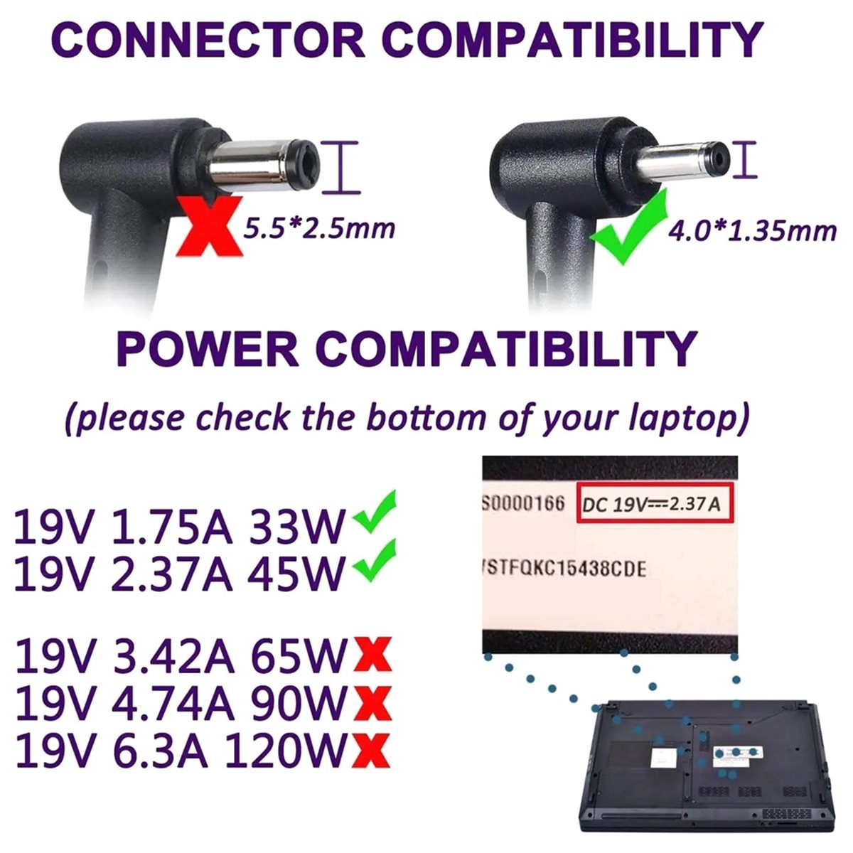 【TODAY-BUY】~@ 19V 2.37A 45W 4. - Laptop Accessories Buy recension och pris