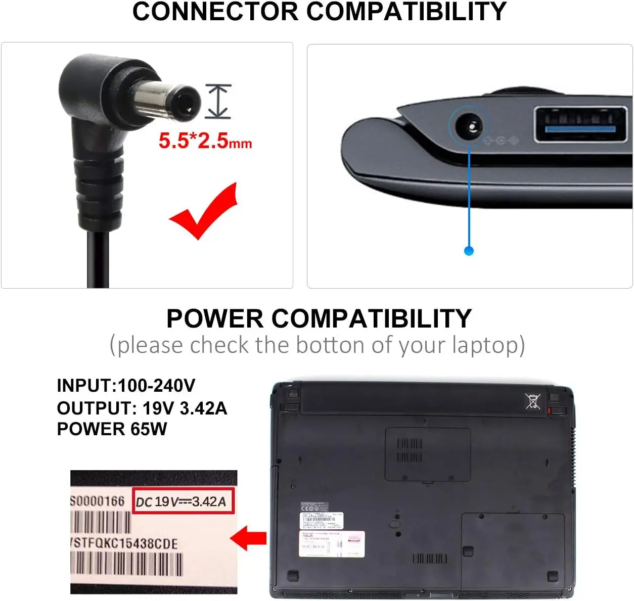 19V 3.42A 65W Laptop Ac Adapte - Laptop Accessories Shop recension och pris